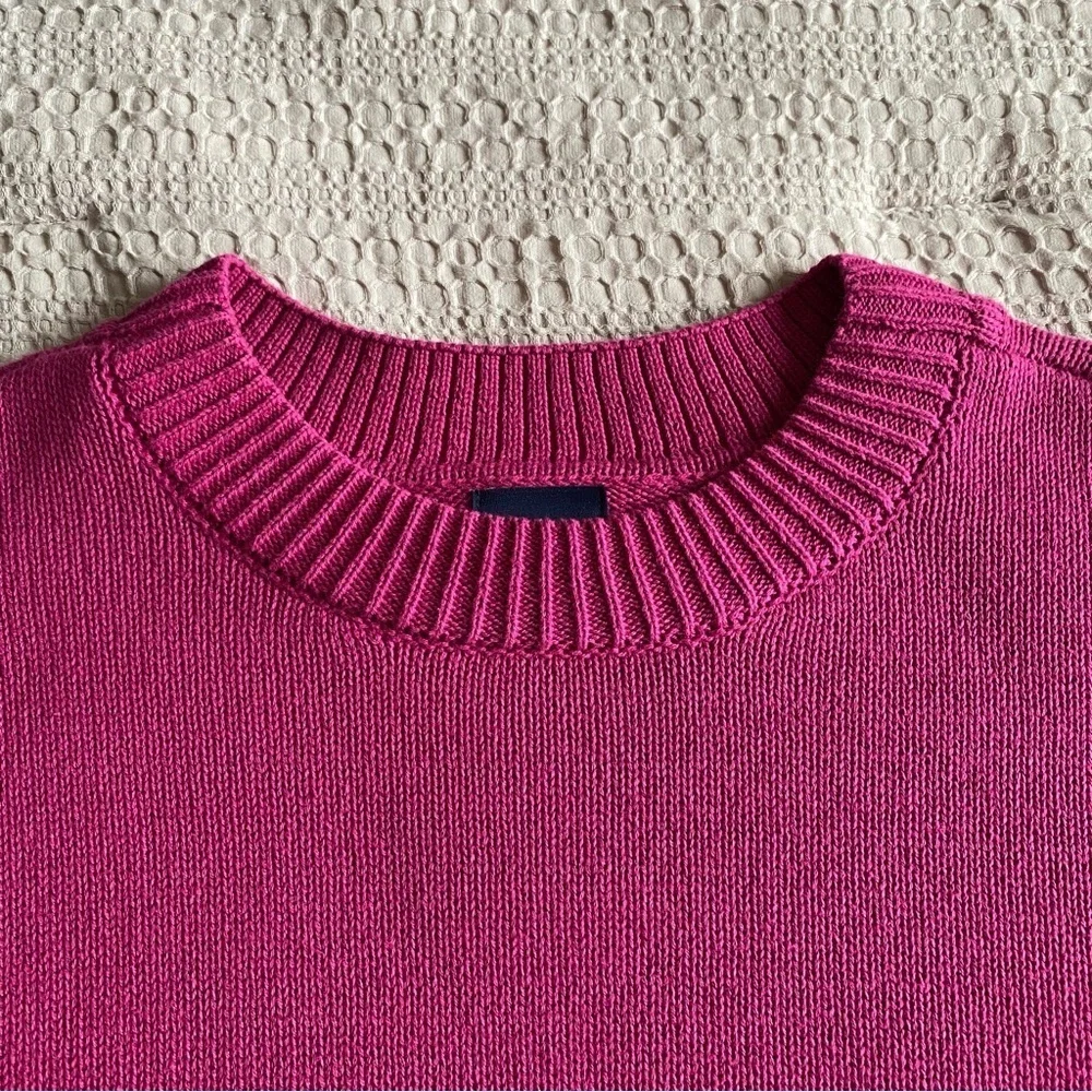 Gap 100% Cotton Split Hem Ribbed Crew Neck Sweater Pink Small Tunic Oversized
